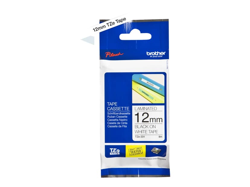 Brother Tape 12mm TZe-231 Svart/Vit