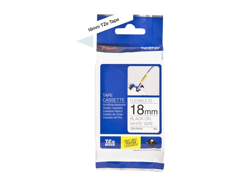 Brother Tape 18mm TZe-FX241 Svart/Hvit Fleksibel