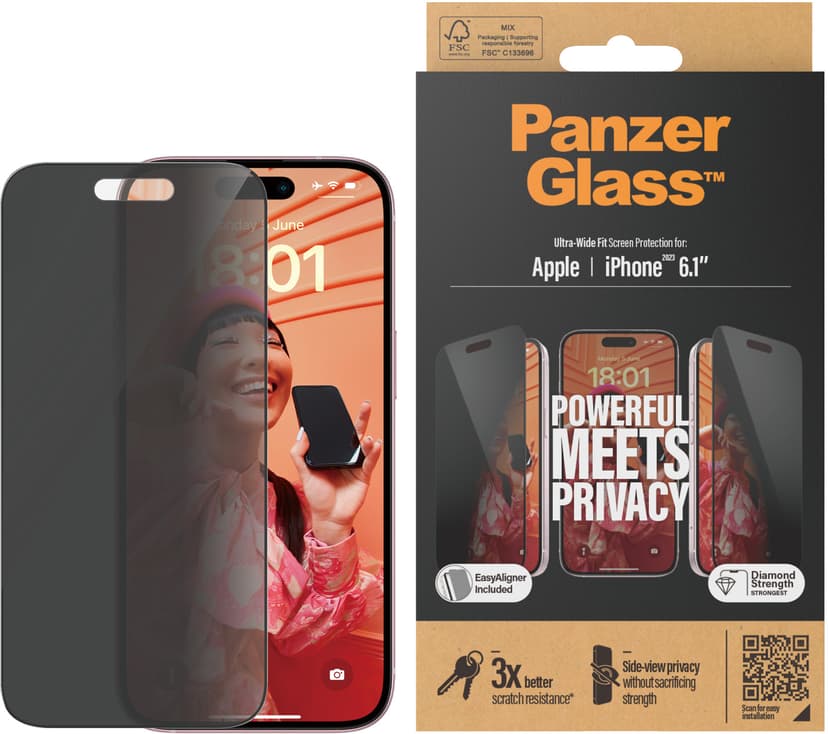 Panzerglass Ultra-wide Fit Privacy iPhone 15