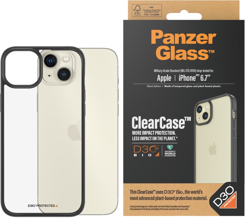 Panzerglass Clearcase With D30 Apple - iPhone 15 Plus Läpinäkyvä