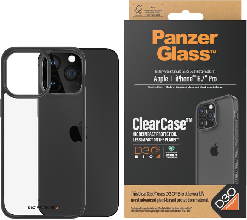 Panzerglass Clearcase With D30 iPhone 15 Pro Max Transparent & black