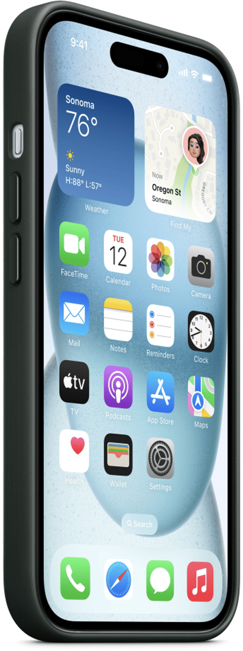 Apple FineWoven-skal med MagSafe iPhone 15 Vintergrön