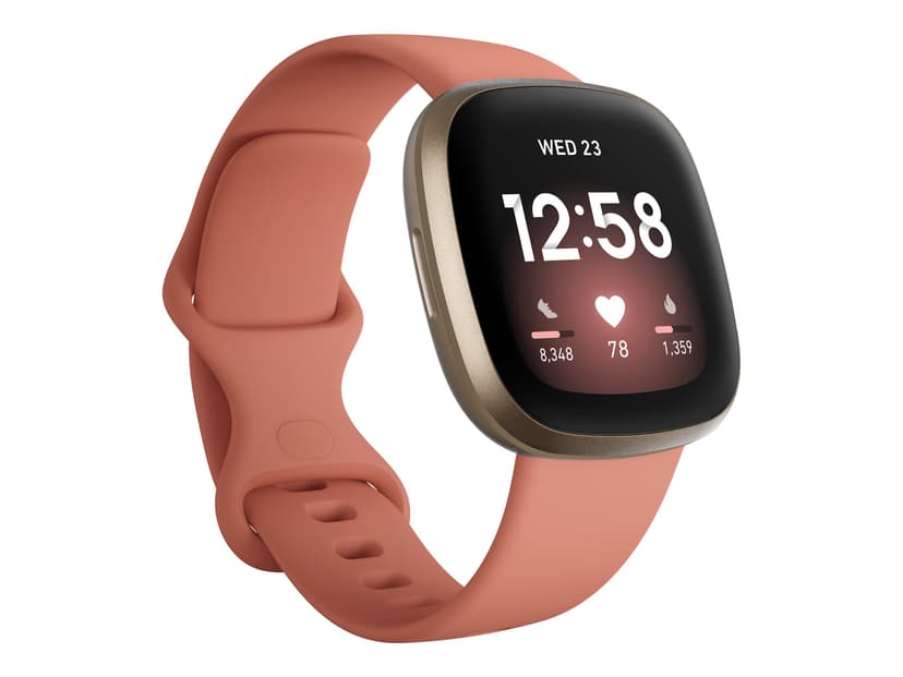 Fitbit Versa 3 Pink Clay/Soft Gold Smartwatch, Fitnessklocka