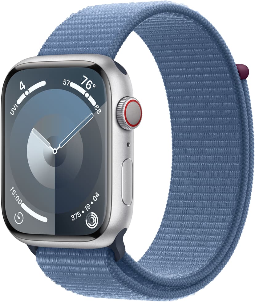 Apple Watch Series 9 GPS + Cellular 45mm Silver Aluminium Case with Winter Blue Sport Loop