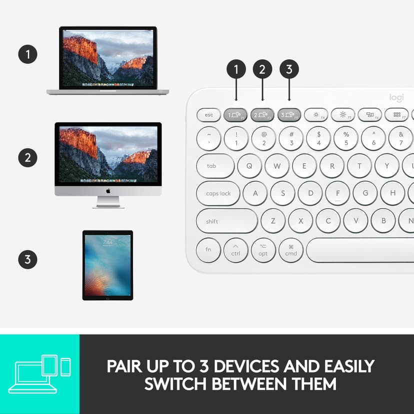 Logitech K380 Multi-Device Bluetooth For Mac Trådløs Nordisk (dansk/finsk/norsk/svensk) Tastatur