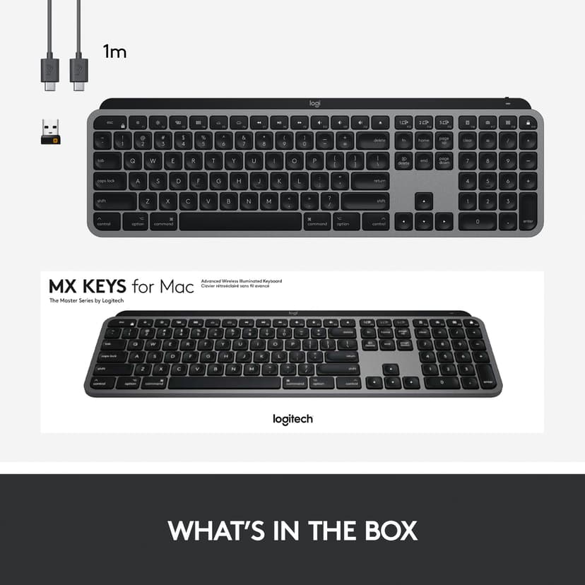 Logitech MX Keys for Mac Langaton, 2.4 GHz, Bluetooth Yhdysvaltain englanti kansainv. Näppäimistö