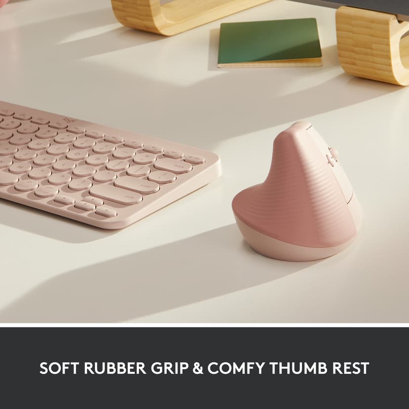 Logitech Lift Vertical Ergo Logi Bolt Trådlös 4000dpi Vertikal mus Rosa