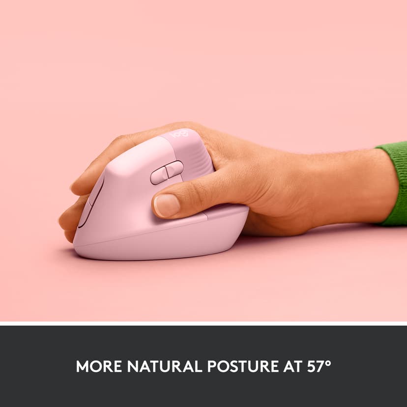 Logitech Lift Vertical Ergo Logi Bolt Trådlös 4000dpi Vertikal mus Rosa