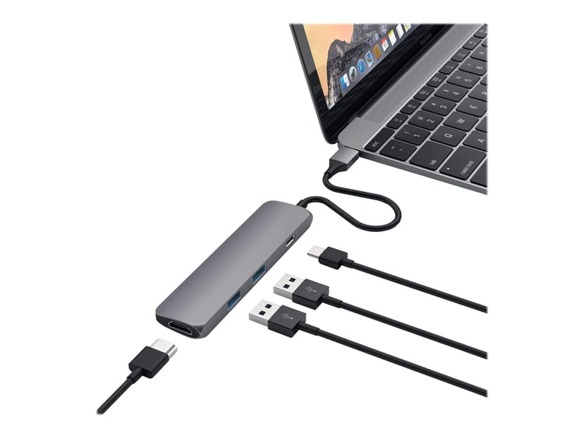 Satechi USB-C MultiPorts-adapter - Space Grey USB-C Telakointiasema