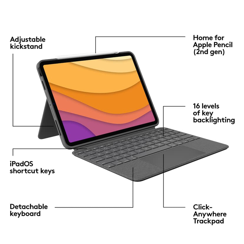 Logitech Combo Touch iPad Air 10.9" (4th gen), iPad Air 10.9" (5th gen) Nordisk