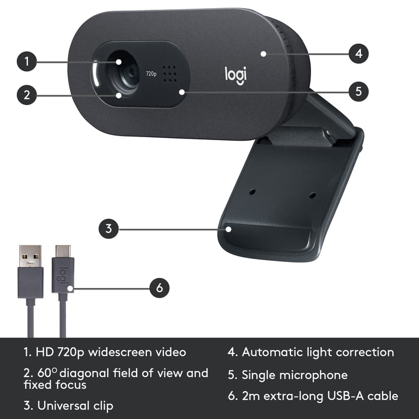 Logitech C505 HD USB Verkkokamera Musta