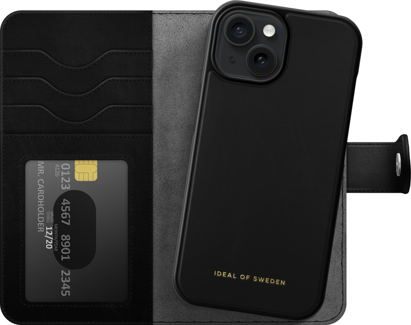 iDeal of Sweden Magnet Wallet+ iPhone 15 Musta