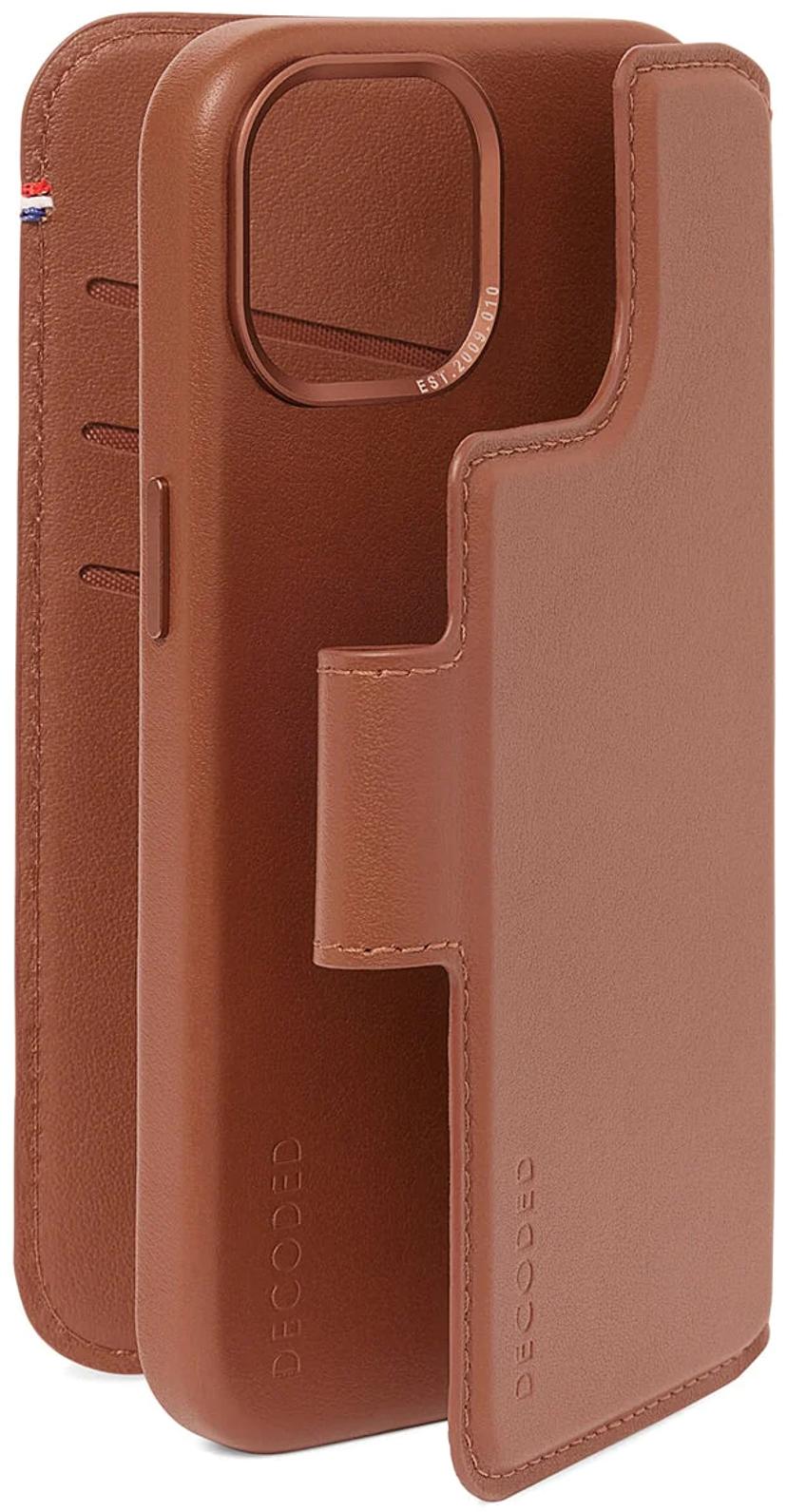 Decoded Leather Detachable Wallet iPhone 15, iPhone 14, iPhone 13 Ruskea