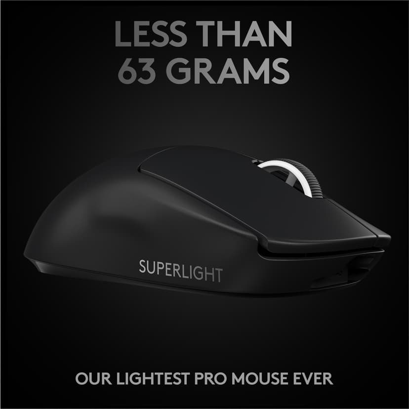 Logitech PRO X SUPERLIGHT Wireless Gaming Mouse Trådlös 25400dpi Mus Svart