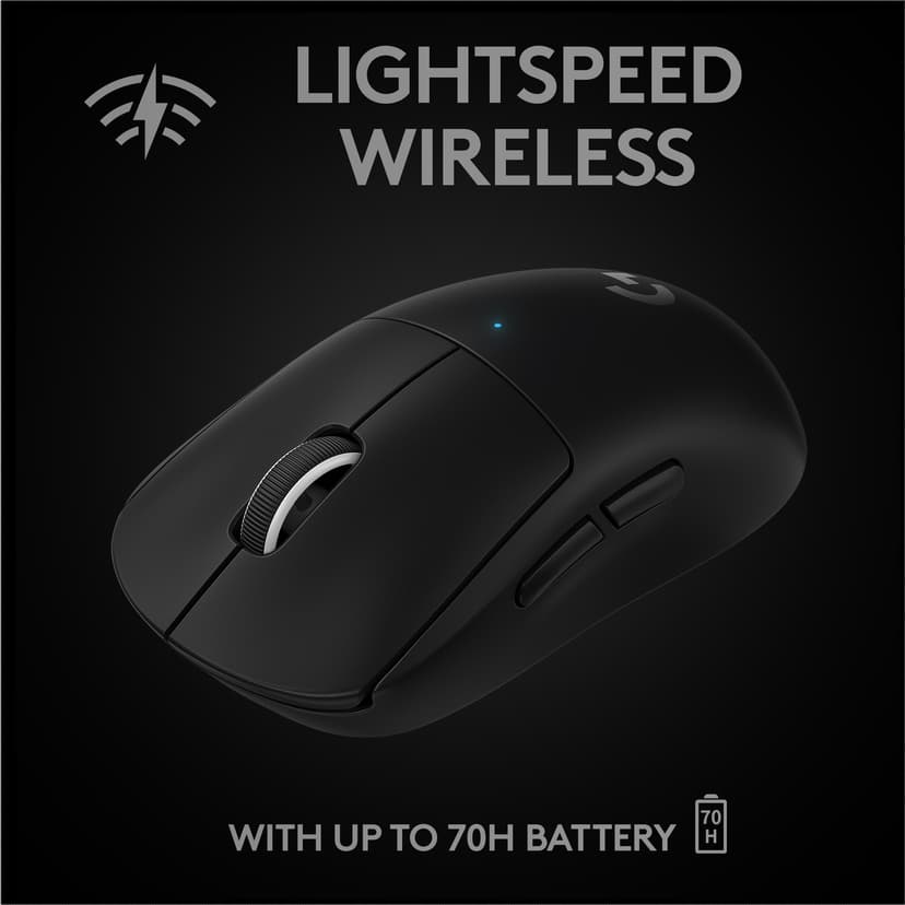 Logitech PRO X SUPERLIGHT Wireless Gaming Mouse Trådløs 25400dpi Mus Svart