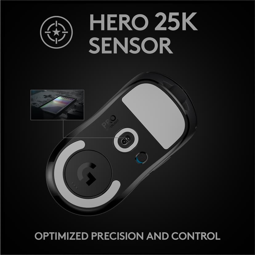 Logitech G Pro-spelmus med HERO 25K-sensor för e-sport