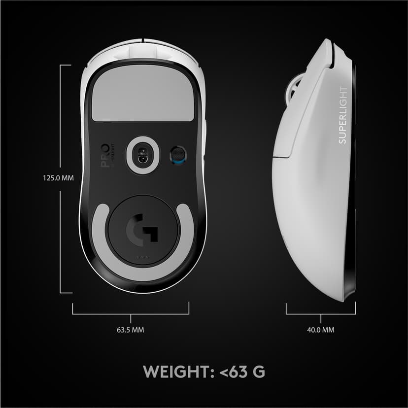 Logitech PRO X SUPERLIGHT Wireless Gaming Mouse Langaton RF 25600dpi