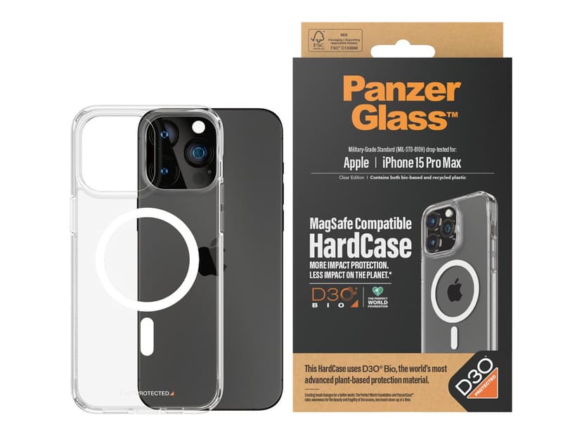 Panzerglass HardCase MagSafe With D30 Apple - iPhone 15 Pro Max Läpinäkyvä