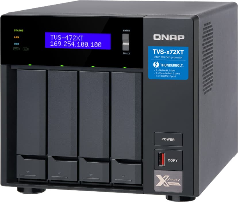 QNAP QNAP TVS-472XT NAS Tower Ethernet LAN Musta