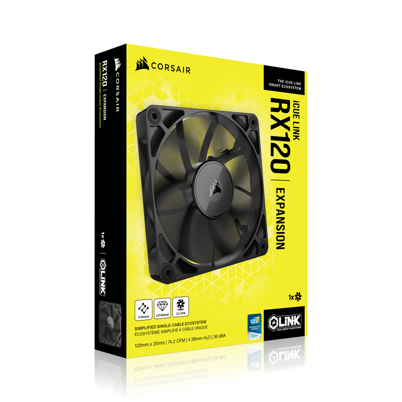 Corsair iCUE LINK RX120 Expansion Fan Tuuletin Musta