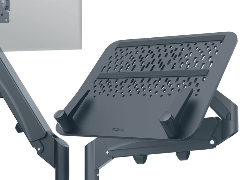 Leitz Ergo Ruimtebesparende Monitor en Laptop Arm, Donkergrijze Monitorarm voor Tot 32 Monitors en tot 17 Laptops, Fluweelgrijs, 65380089