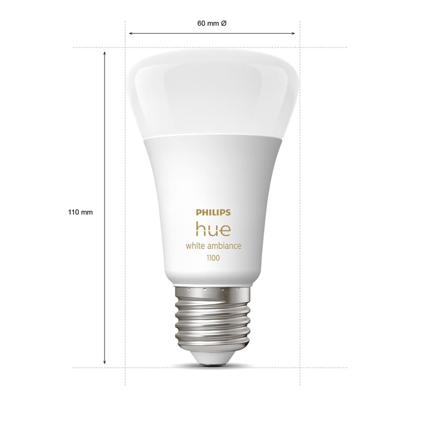 Philips Philips Hue White ambiance A60 - E27-älylamppu - 1 100 (2 kpl)