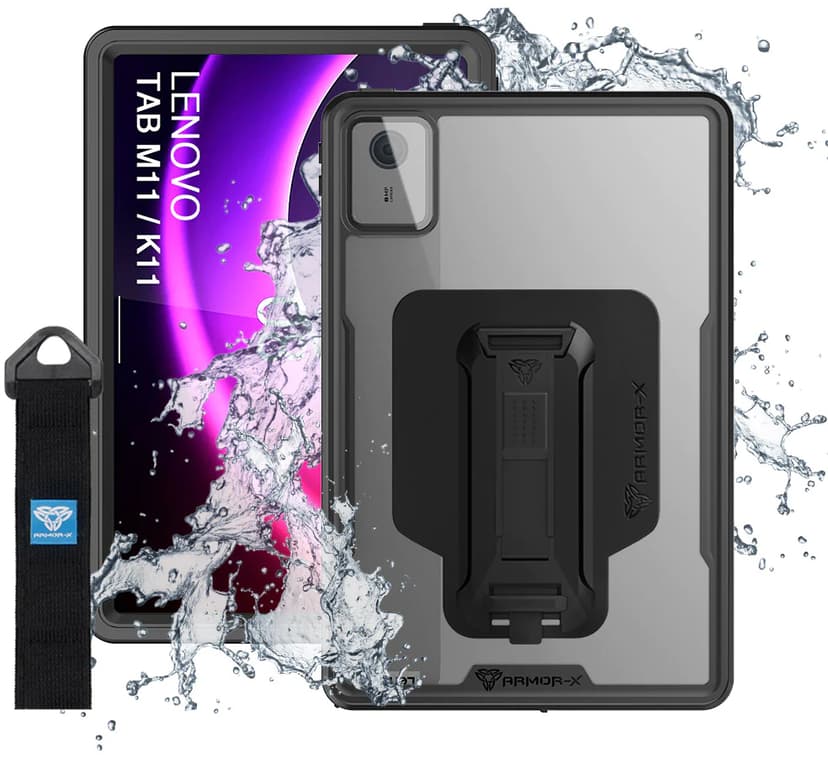 ARMOR-X Waterproof Case Lenovo Tab M11 Musta/kirkas