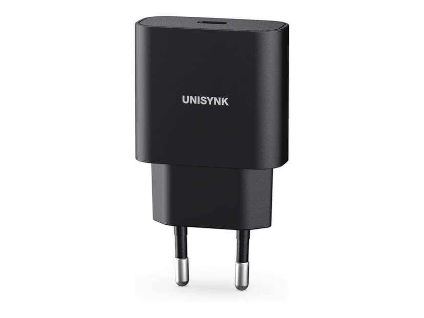 Unisynk 20W PD Slim Wall Charger + USB-C Cable Musta 2m