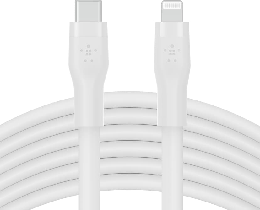 Belkin Flex USB-C to Lightning Cabel Silicone 3m Valkoinen
