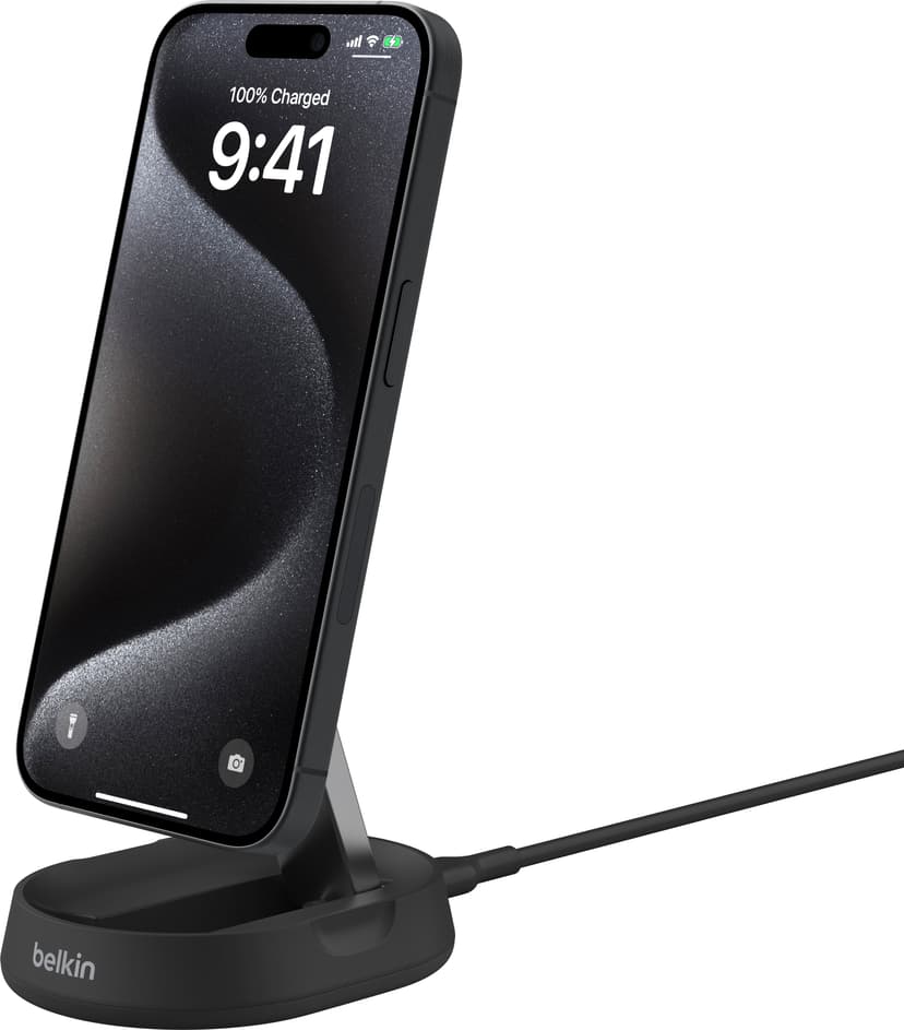 Belkin Convertible Qi2 15w Magnetic Charging Stand Musta 1.5m