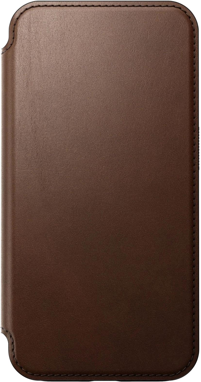 Nomad Modern Leather Folio iPhone 15 Pro Ruskea