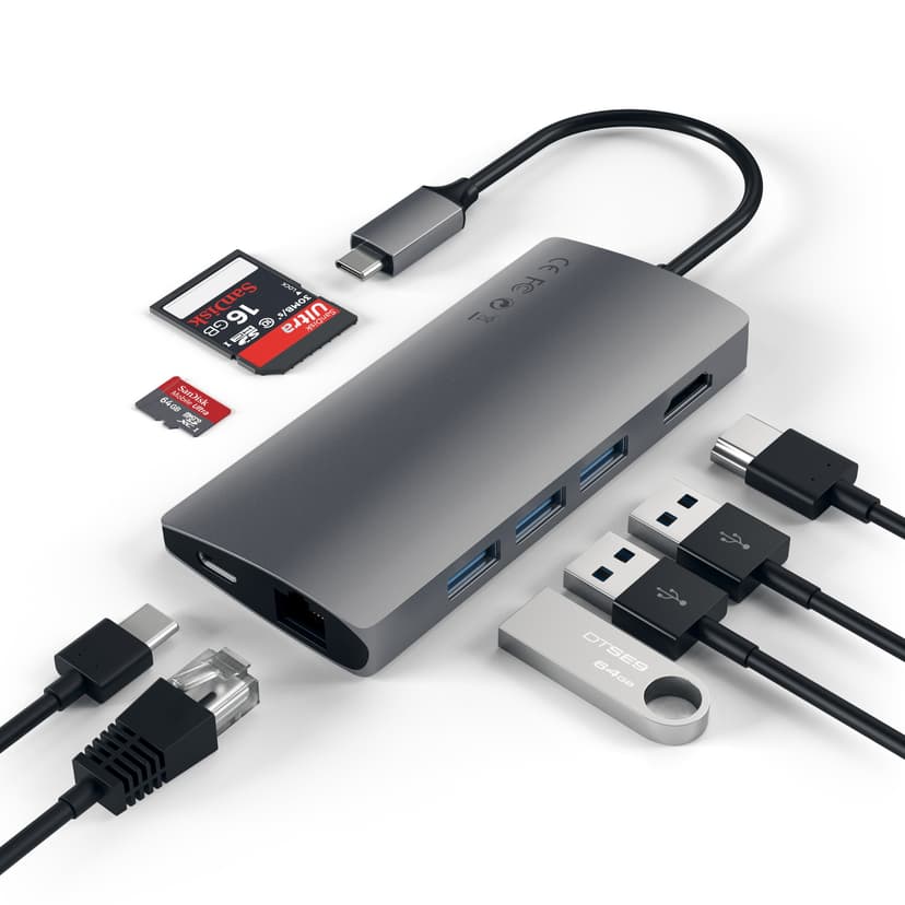 Satechi Multi-Port Adapter V2 USB 3.2 Gen 1 (3.1 Gen 1) Type-C