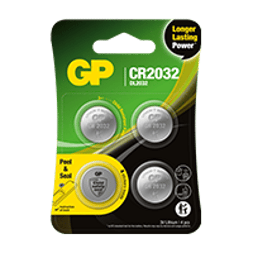 GP Battery Button Cell Lithium CR2032 3V 4-Pack