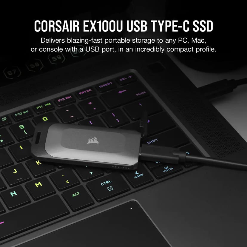 Corsair EX100U 2TB Portable STORAGE USB Type-C Musta