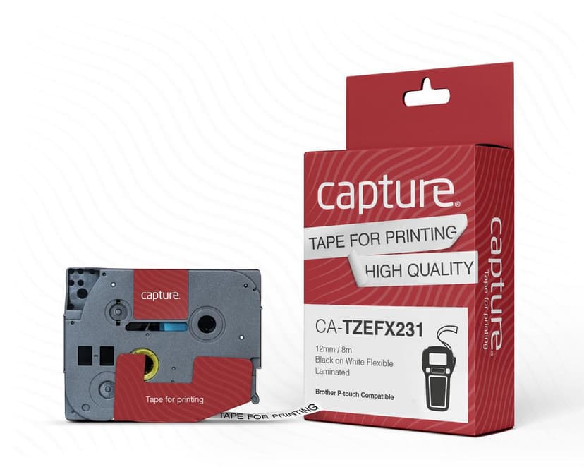 Capture Tape 12mm TZe-FX231 Black/White Flexible