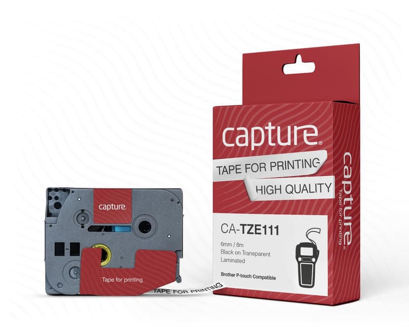 Capture Tape TZe-111 6mm Black/Transparent