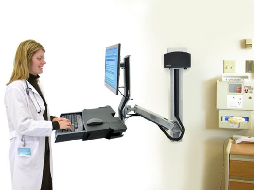 Ergotron Styleview Sit-Stand Combo System With Worksurface And Small Black CPU Holder