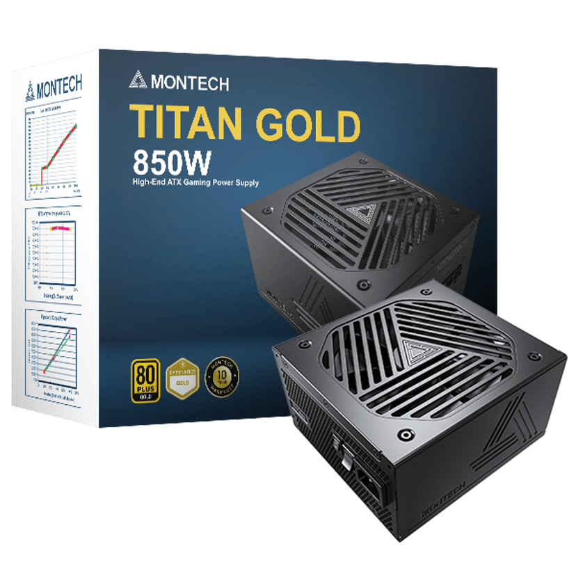 Montech Montech TITAN GOLD 850W virtalähdeyksikkö 20+4 pin ATX ATX Musta 850W 80 PLUS Gold