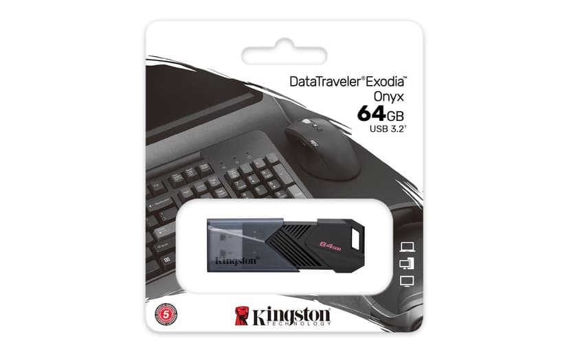 Kingston DataTraveler Exodia Onyx 64GB USB A-tyyppi Musta