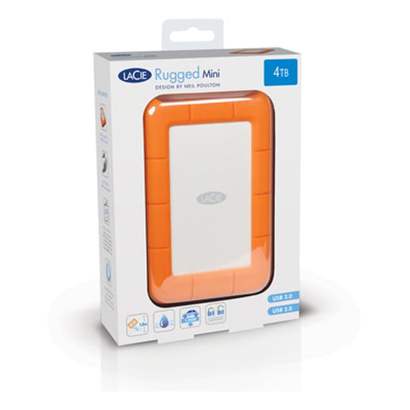 LaCie Rugged Mini 2TB USB 3.0 Hopea, Oranssi 2000GB