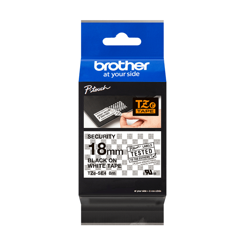 Brother Tape 18mm TZe-SE4 Musta/Valkoinen
