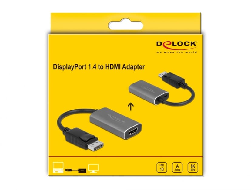 Delock - Näyttösovitin 0.2m DisplayPort HDMI-tyyppi A (vakio) Harmaa