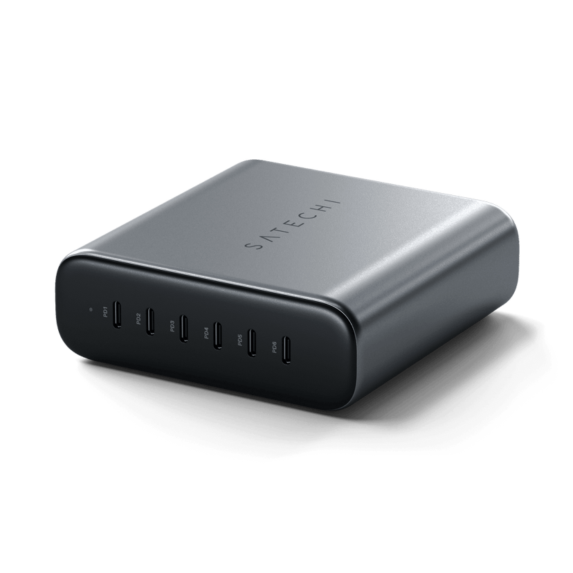 Satechi 200W USB-C 6-port GaN charger Harmaa