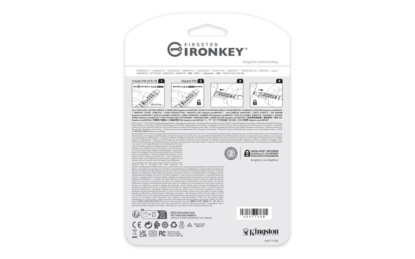 Kingston IronKey Keypad 200 128GB USB Type-C Sininen