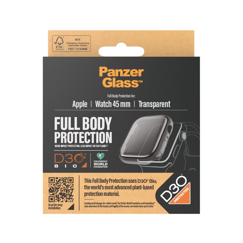 Panzerglass Full Body Protection Apple Watch 7/8/9 45mm Transparent