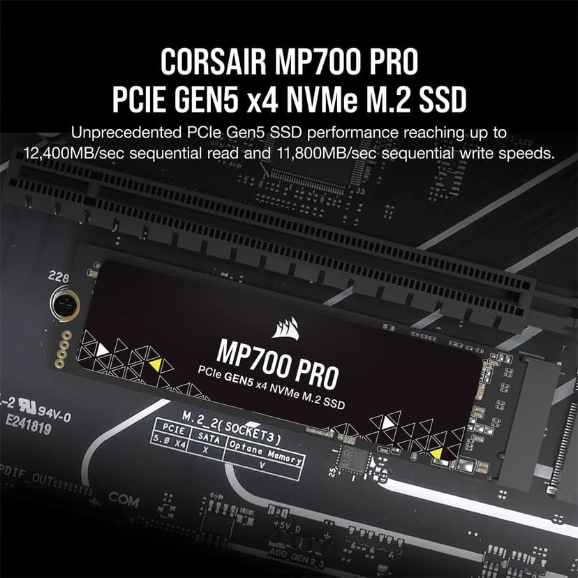 Corsair MP700 PRO 1TB GEN5 X4 2.0 SSD M.2 PCIe 5.0