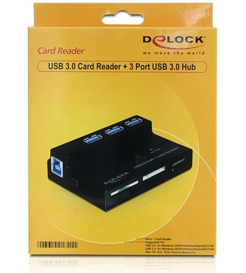 Delock USB 3.0 Card Reader All In 1 + 3 Port USB 3.0 Hub