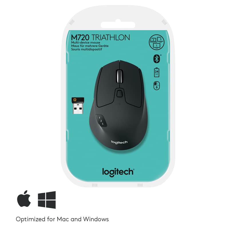 Logitech M720 Triathlon Wireless RF Wireless + Bluetooth 1000dpi