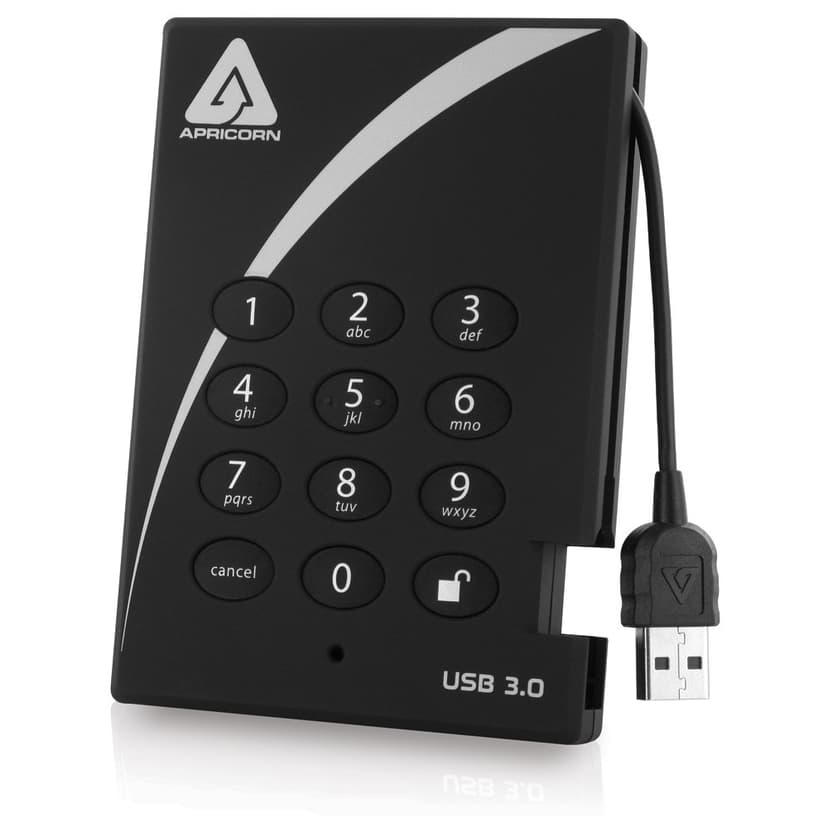 Apricorn Padlock Secure 256bit Aes 2TB USB 3.0 Musta 2000GB