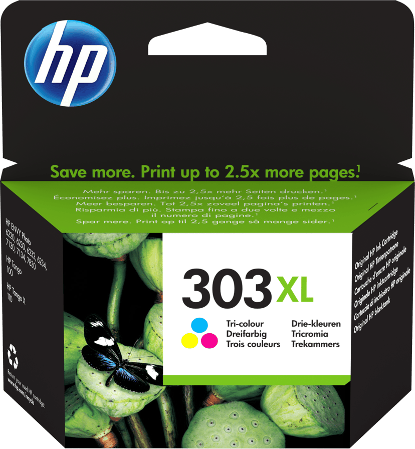 HP Muste Tri-Color 303XL 10ml - Envy Kuva 62XX/71XX/78XX